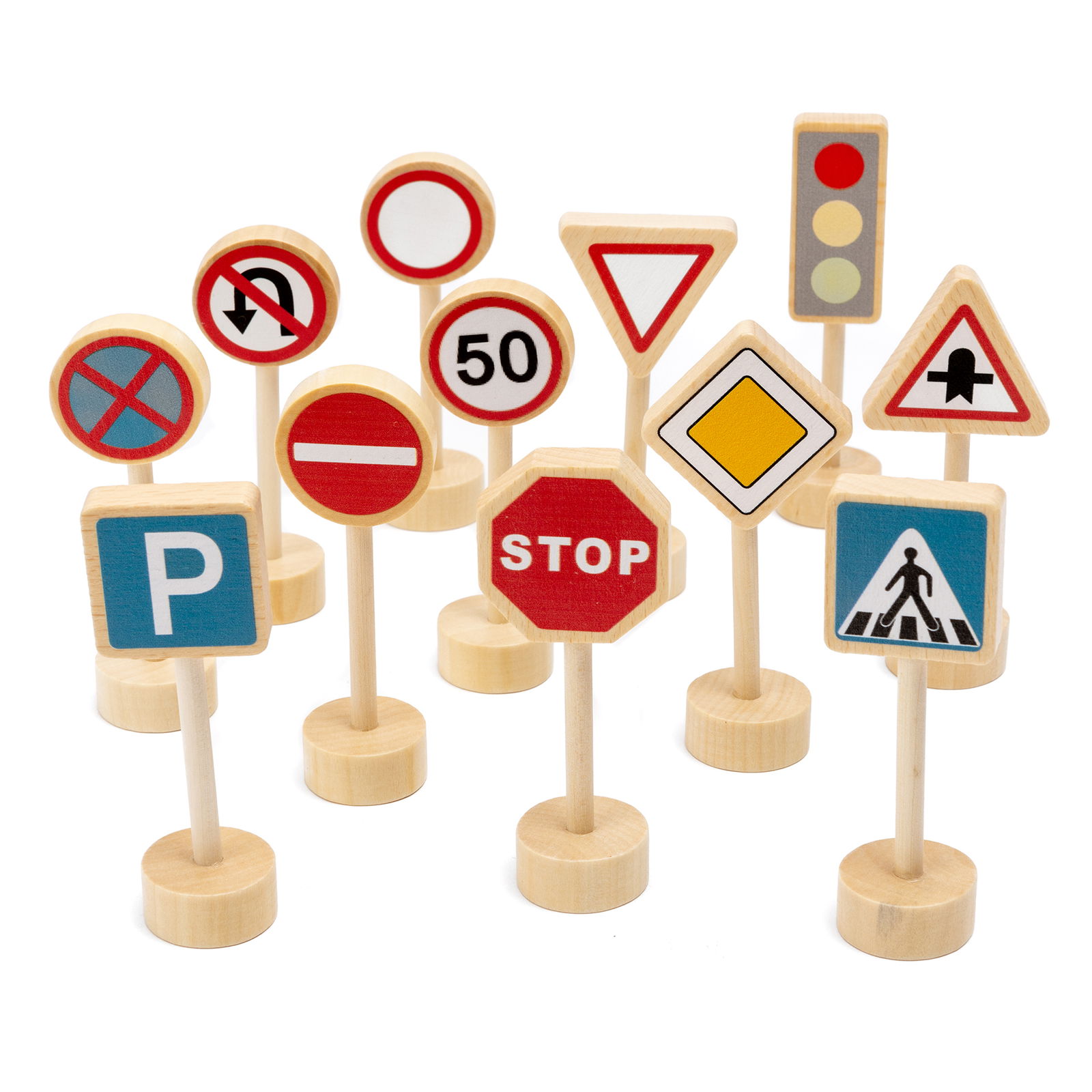 Wooden Traffic Signs, 12-piece Set Wooden Traffic Signs, 12-piece Set