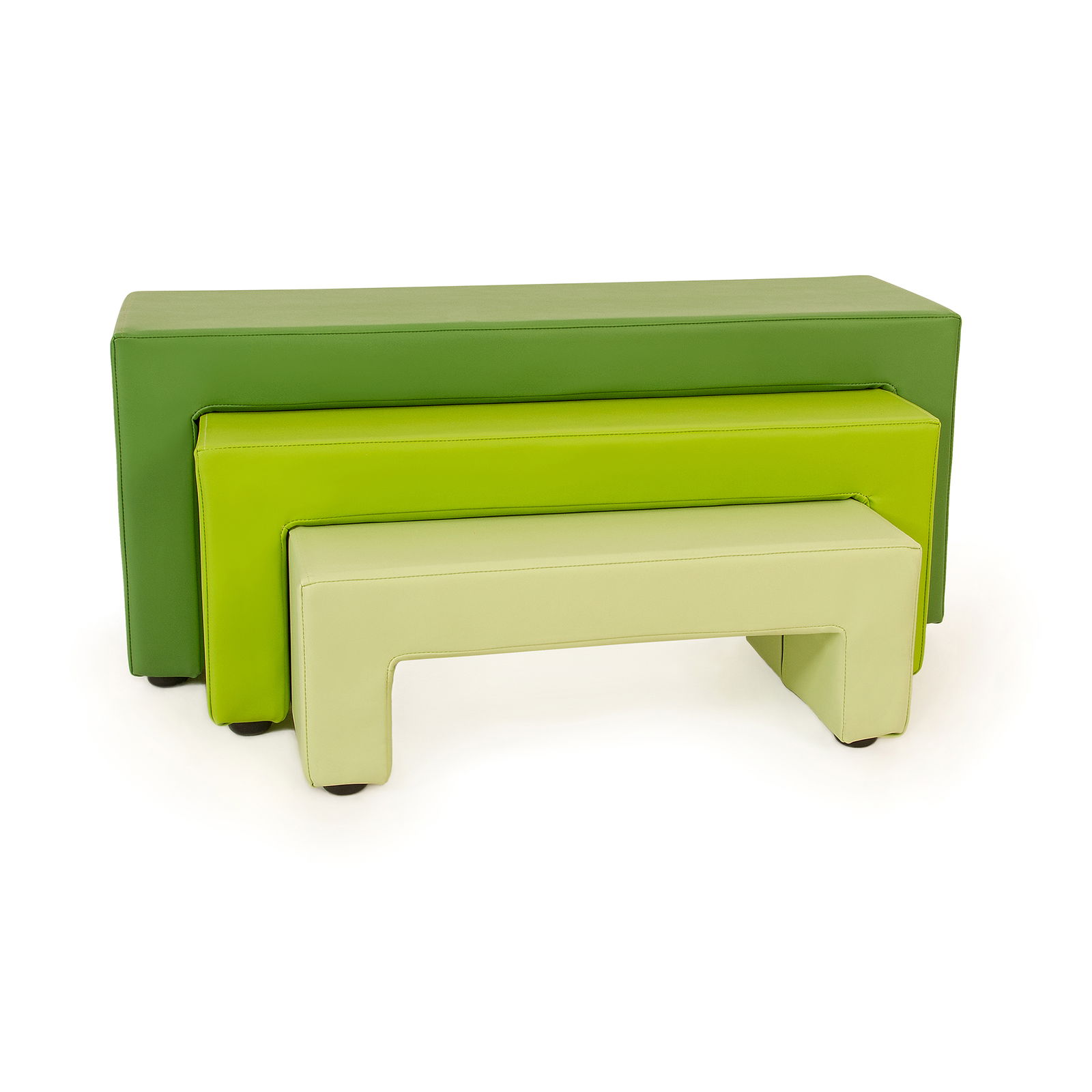 Složivi tapacirani klupci set od 3, PU, zeleni Složivi tapacirani klupci set od 3, PU, zeleni