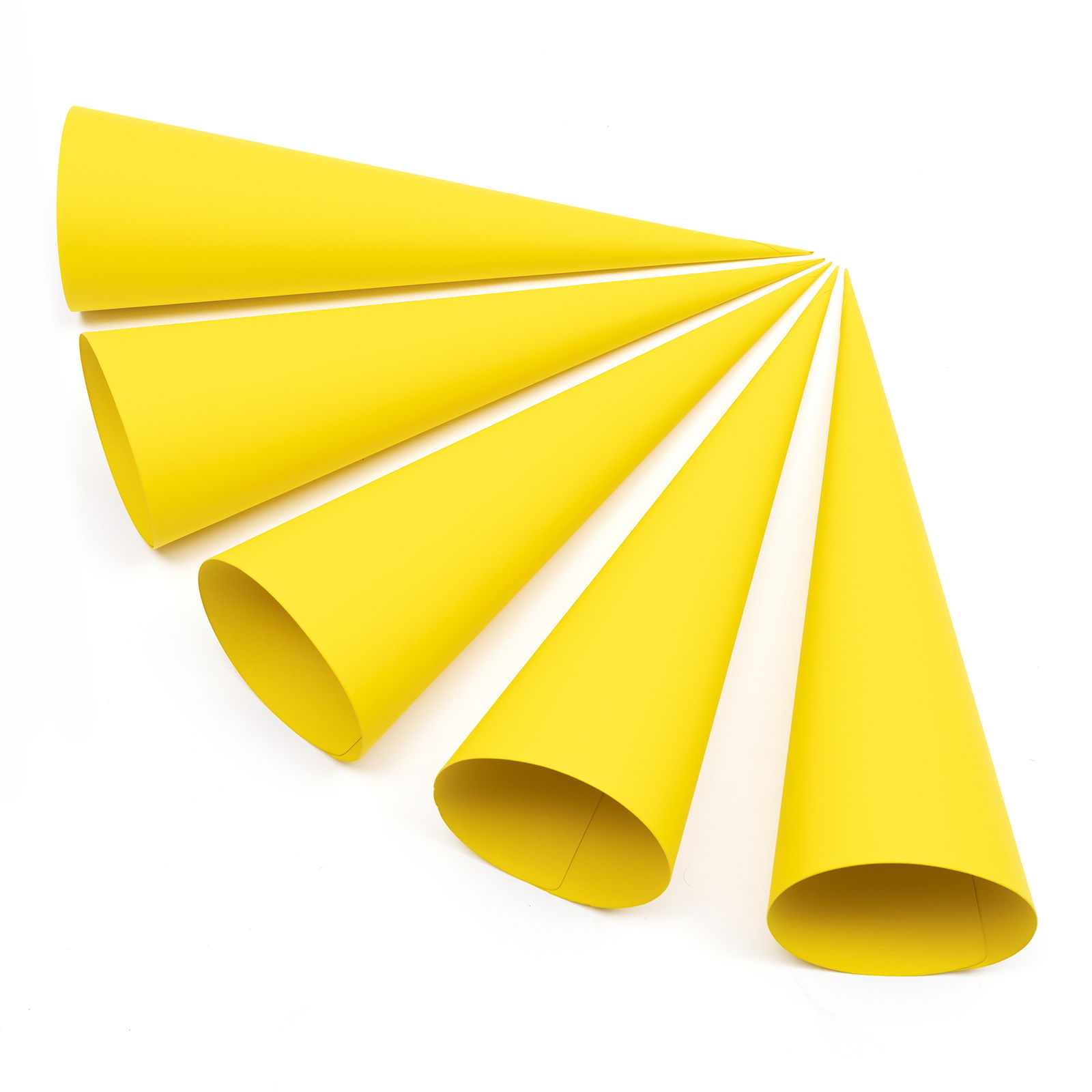 Schultüten 70cm, ohne Verschluss, 5er Set, gelb