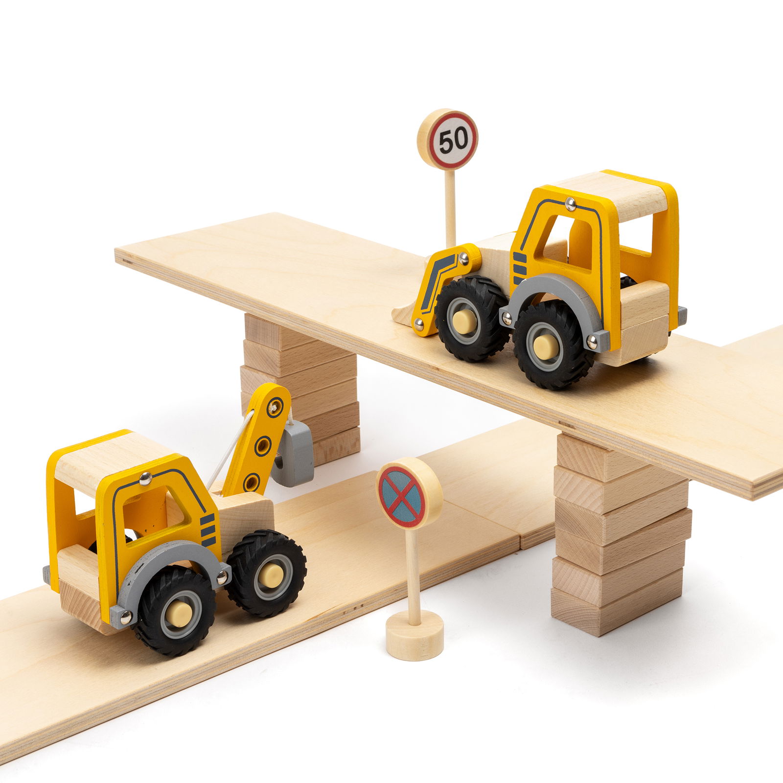 Verkehrszeichen aus Holz, 12er Set