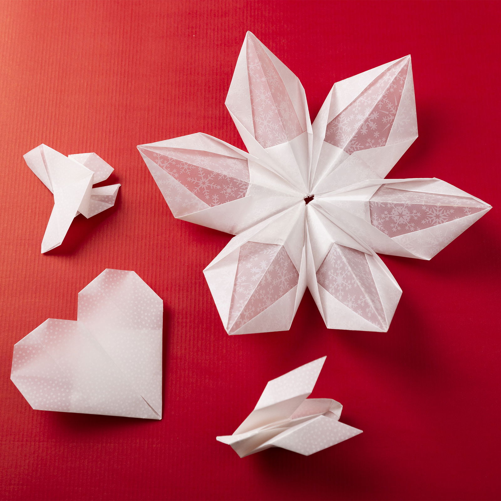Origami weiße Kristalle, 20x20cm, 32 Blatt