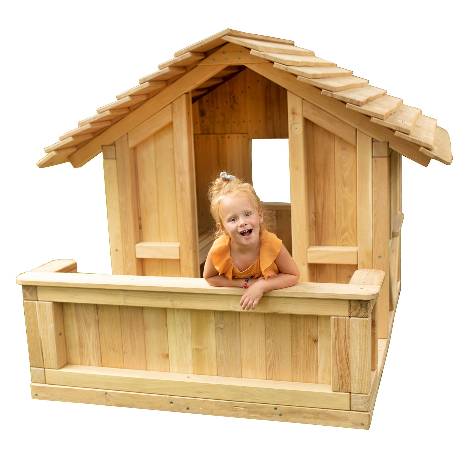Playhouse with Terrace for the Garden, Wood Playhouse with Terrace for the Garden, Wood