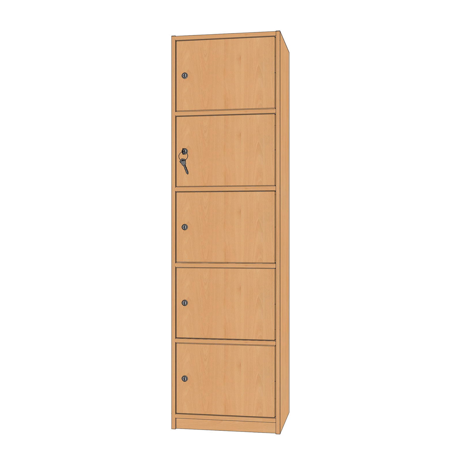 Personalfachschrank, 50x180x40cm, 5 Türen, Schloss li