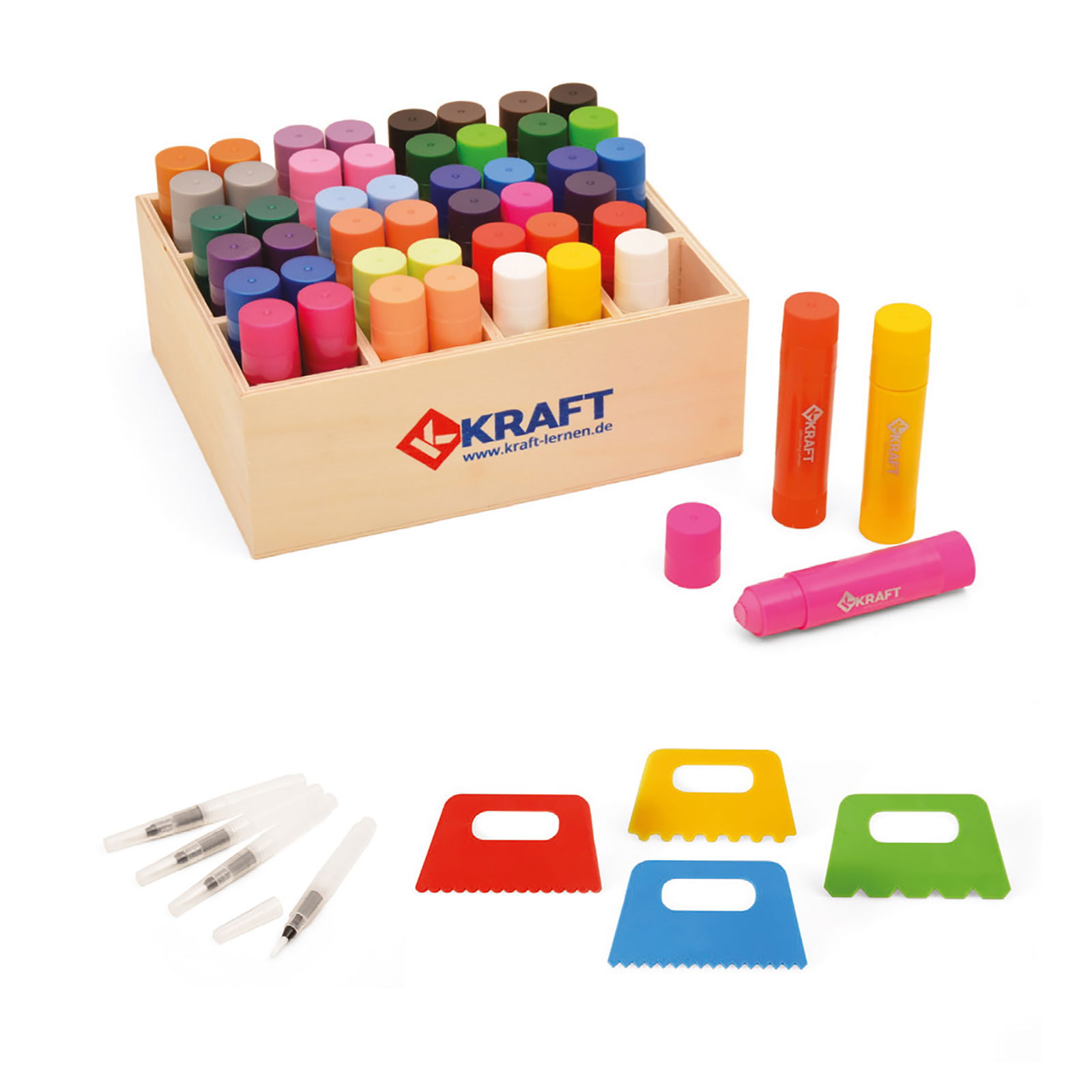 Soft Painter, 24 Colors, 48 Sticks with Wooden Box, including Spatulas and Brush Pens Soft Painter, 24 Colors, 48 Sticks with Wooden Box, including Spatulas and Brush Pens