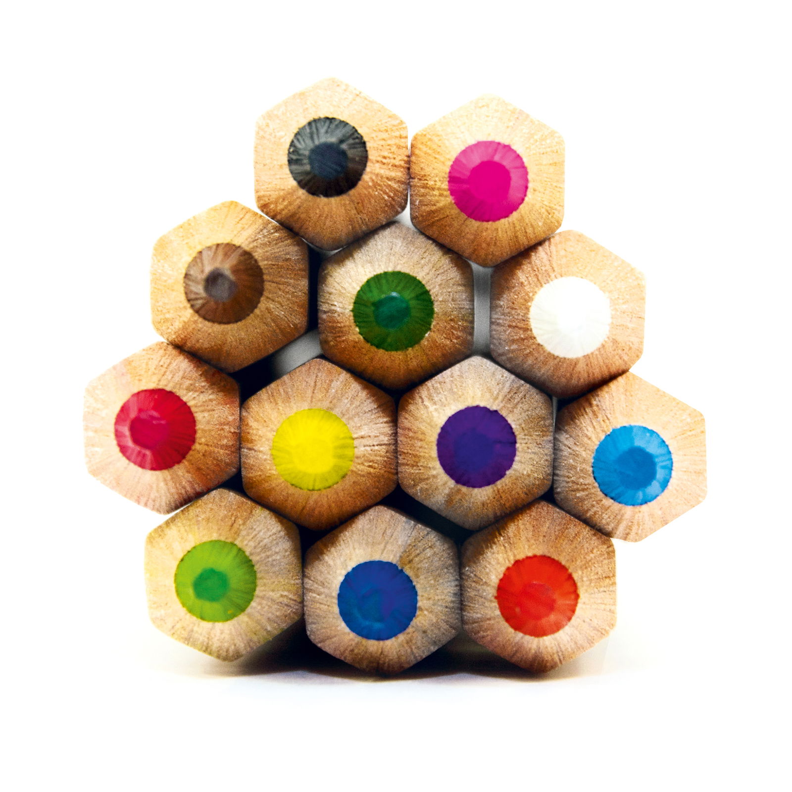 Dicke Buntstifte Sechskant, 12er Set, 12 Farben, inkl. Köcher