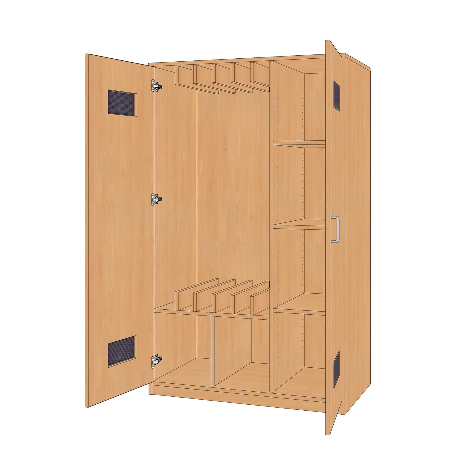Bodenliegepolsterschrank 6er, für 115cm, 110x180x60cm