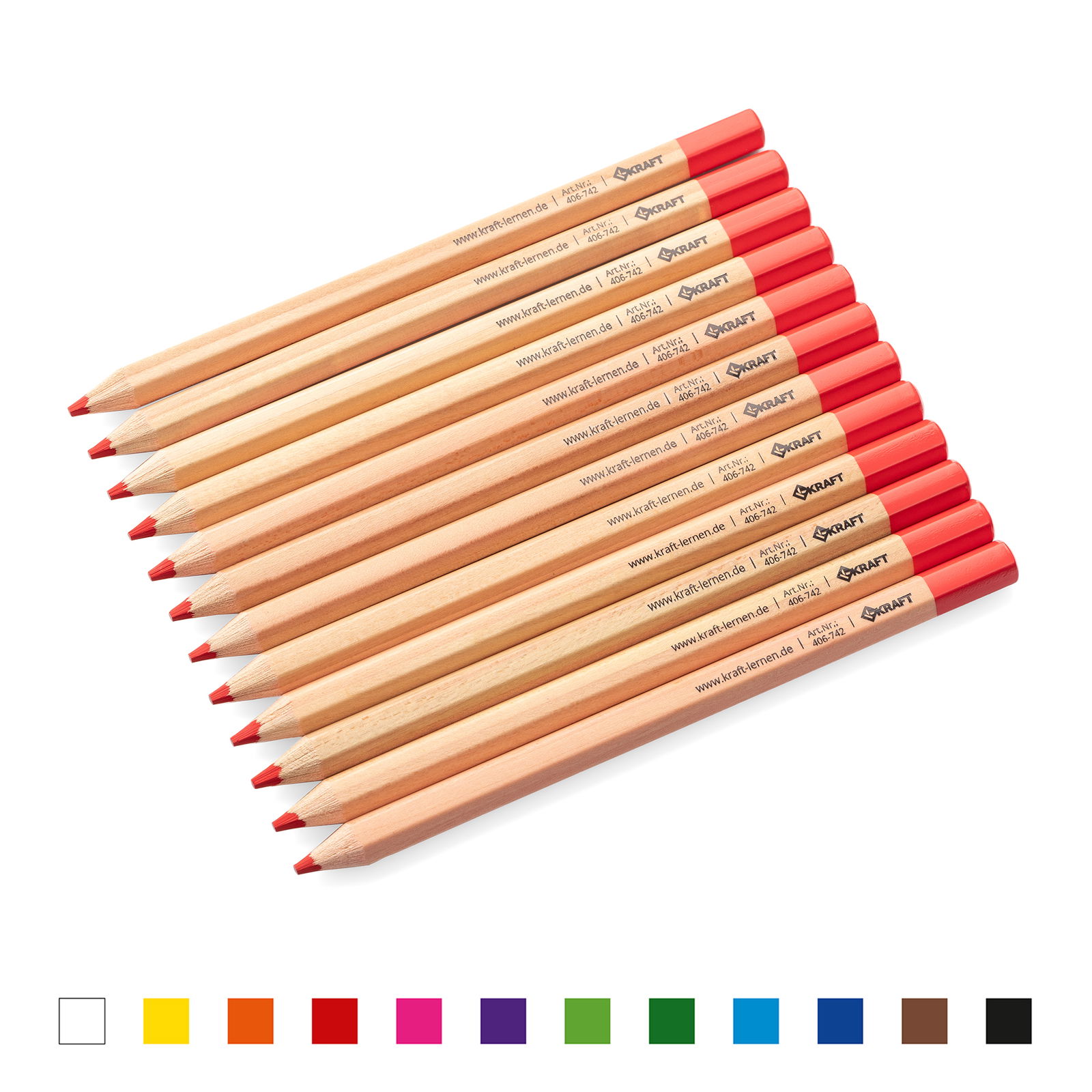 Dicke Buntstifte Sechskant, 12er Set, rot