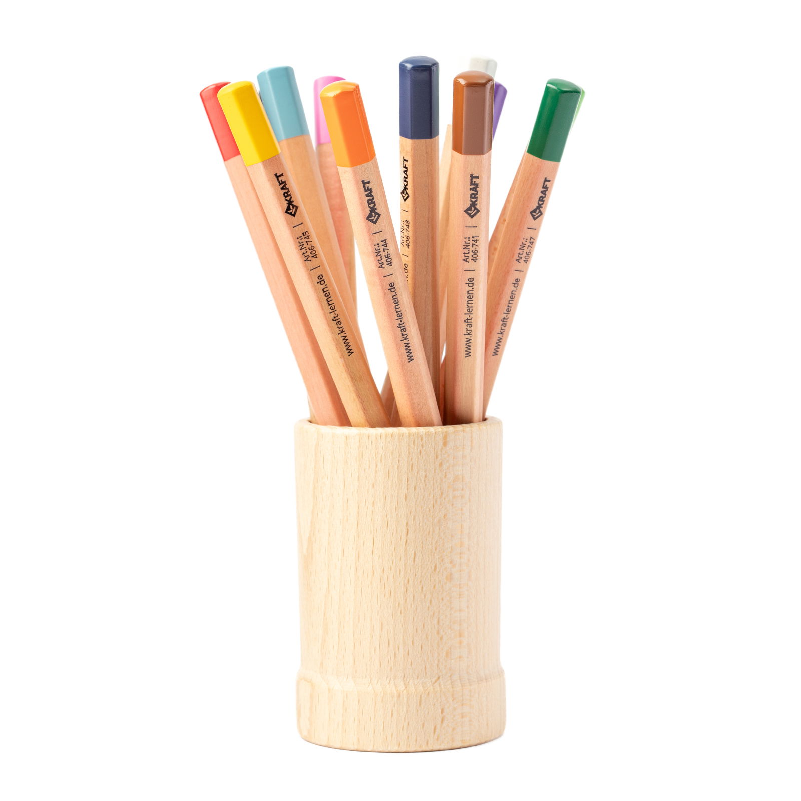 Dicke Buntstifte Sechskant, 12er Set, 12 Farben, inkl. Köcher