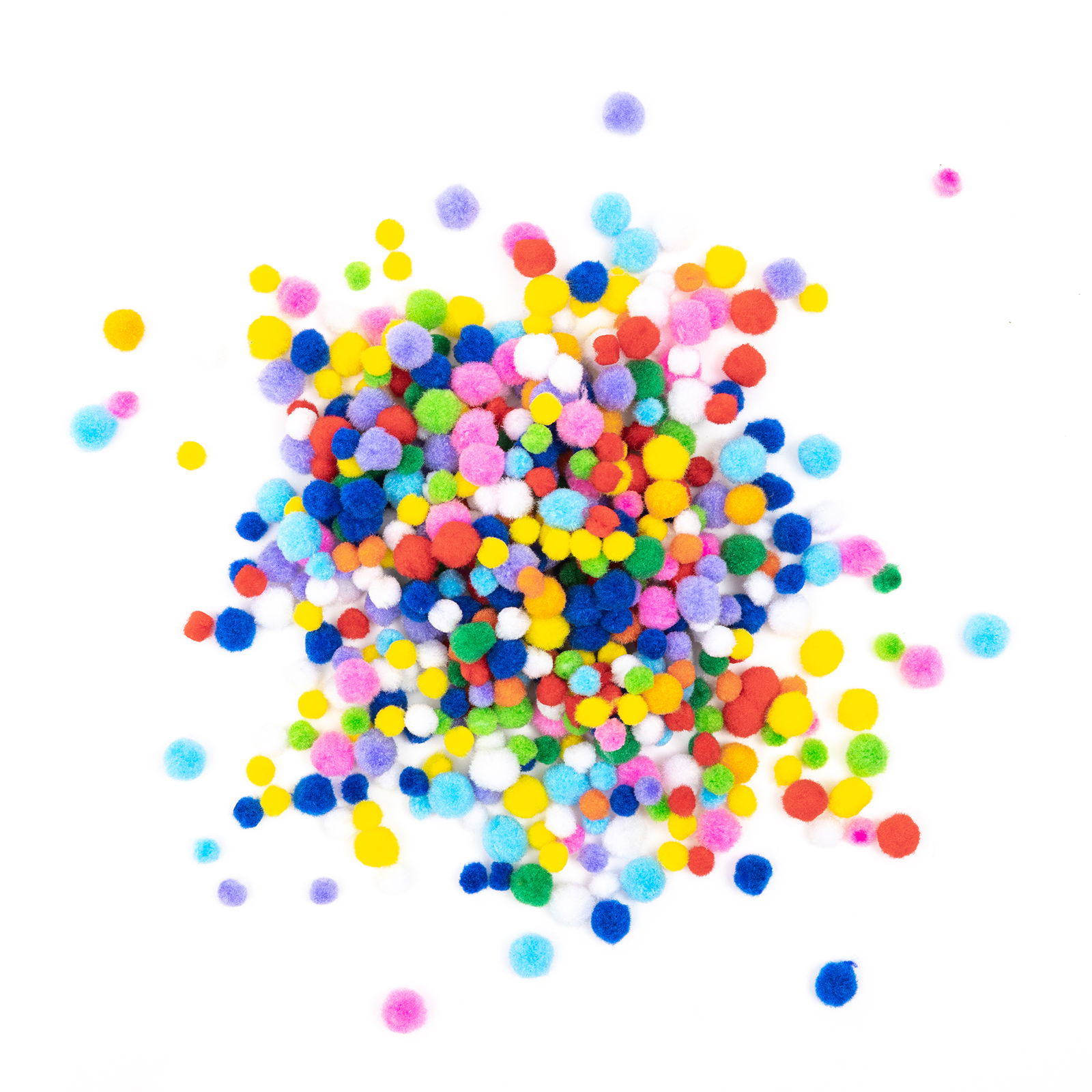 Pompones, pequeños, 11 colores, 2 tamaños, 500 piezas