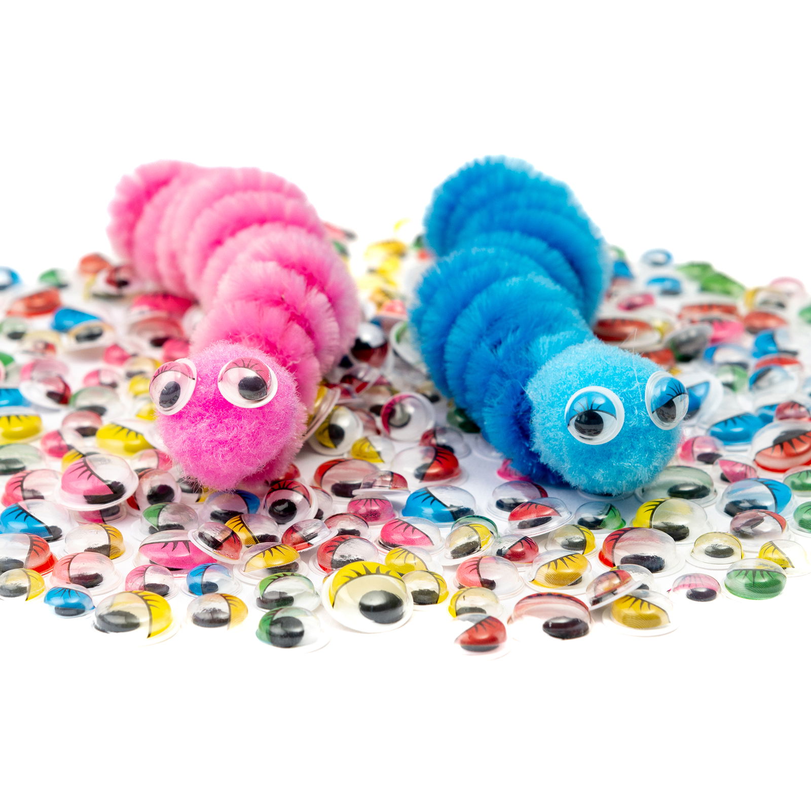 Oczka ruchome M z rzęsami, 5 kolorów, 3 rozmiary, 300 sztuk