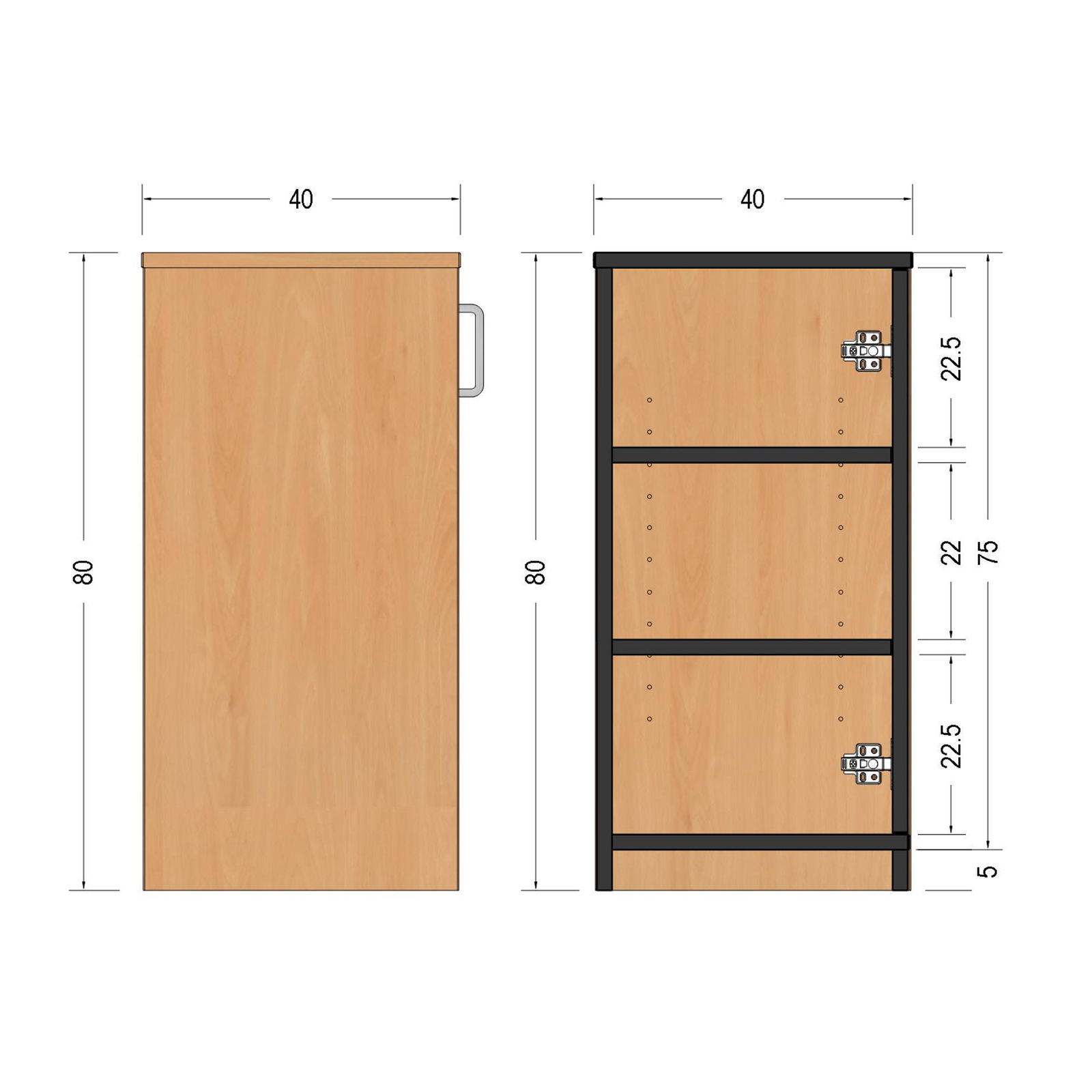 Regalschrank, 50x80x40cm, mit Türe
