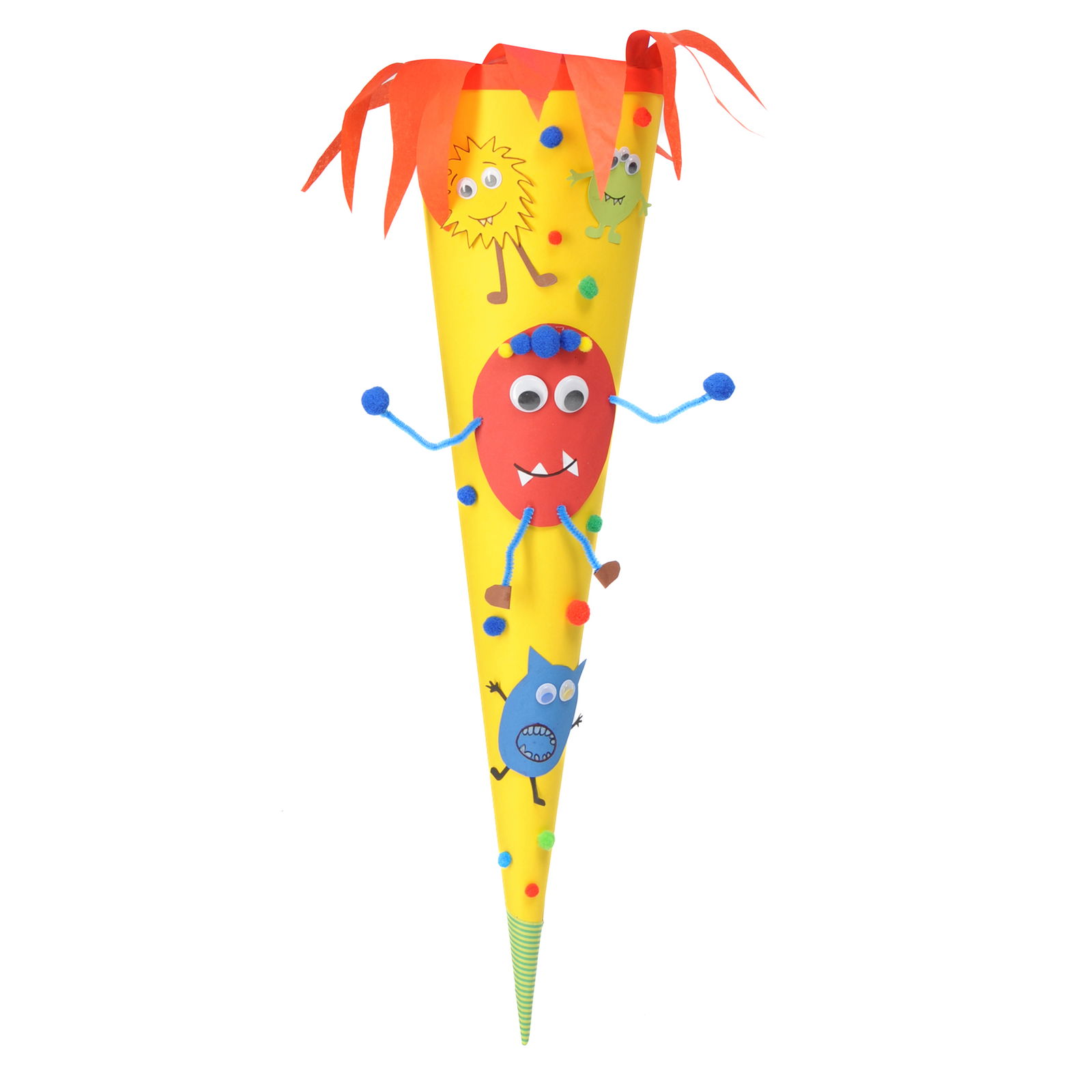 Schultüten 70cm, ohne Verschluss, 5er Set, gelb