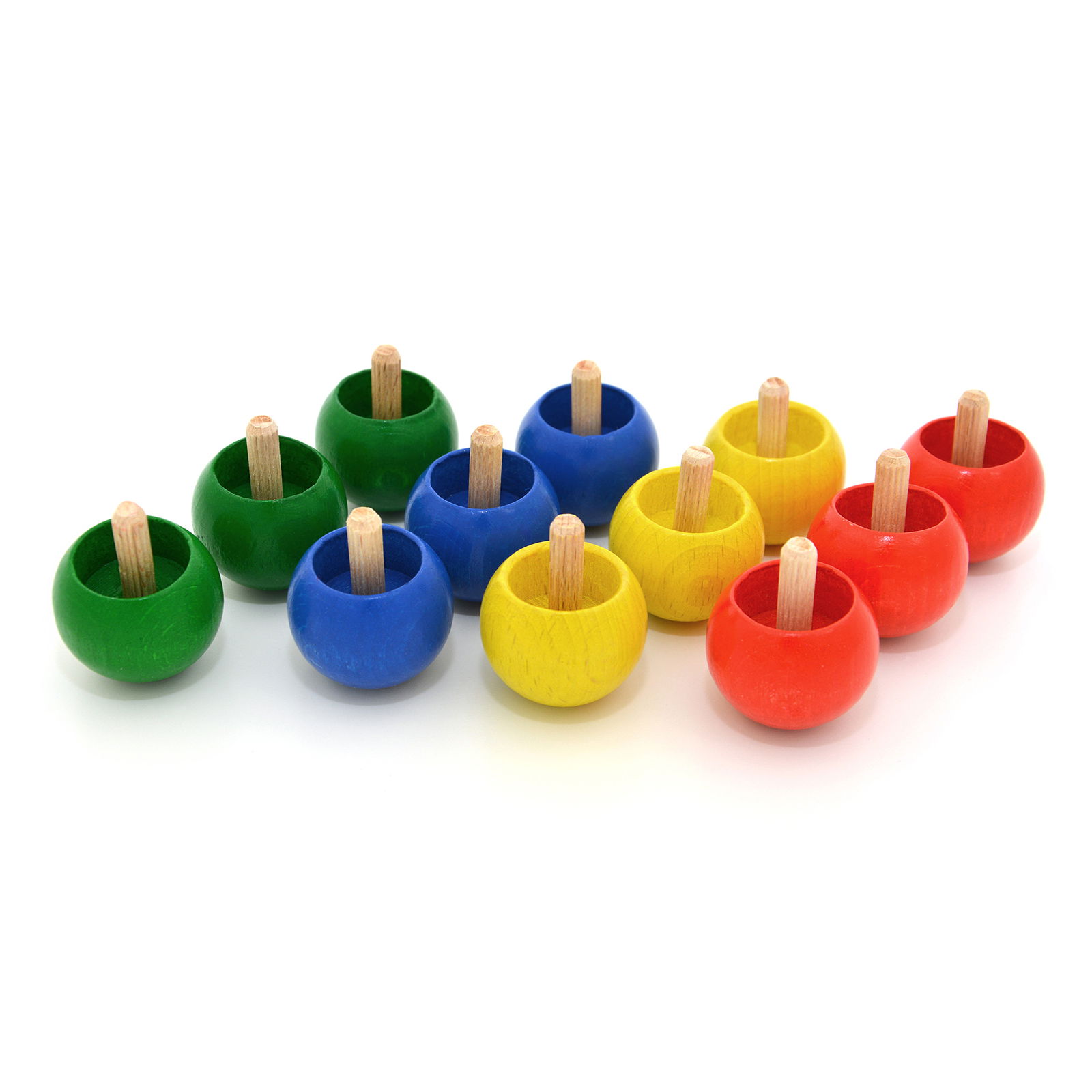 Trompos de madera, juego de 12 Trompos de madera, juego de 12