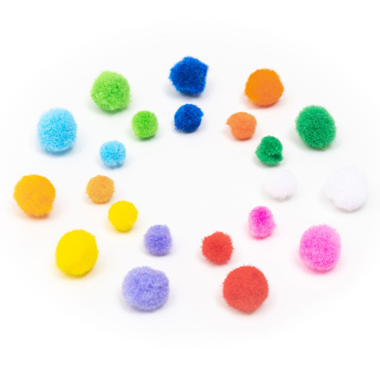 Pompones, pequeños, 11 colores, 2 tamaños, 500 piezas