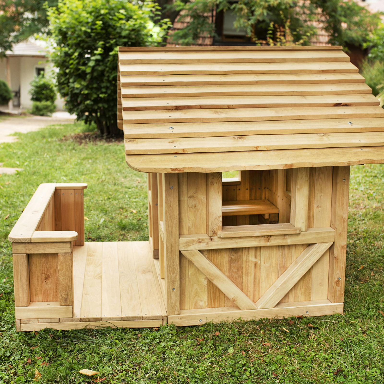 Playhouse with Terrace for the Garden, Wood Playhouse with Terrace for the Garden, Wood