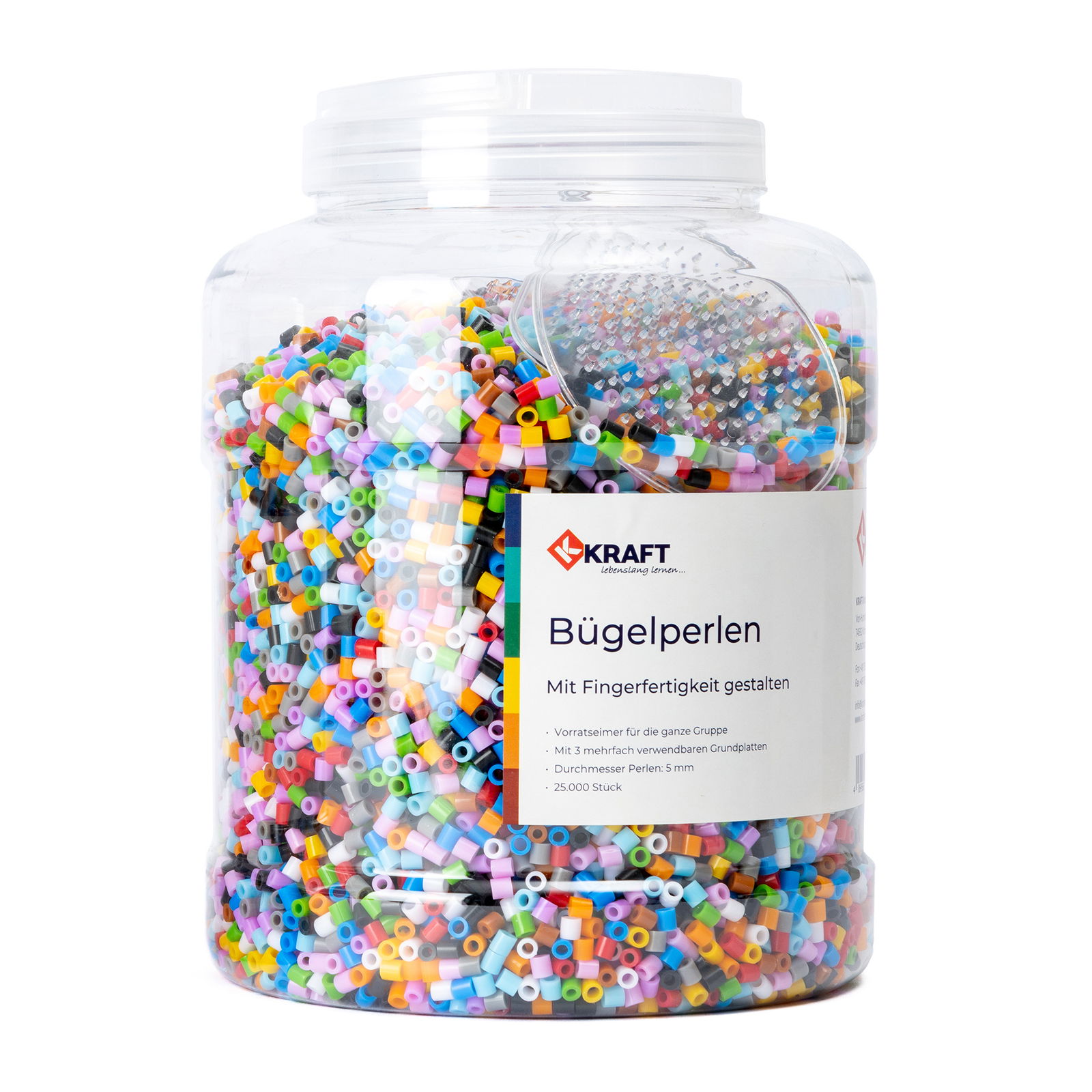 Bügelperlen-Eimer, 25.000 Perlen, inkl. 3 Platten Bügelperlen-Eimer, 25.000 Perlen, inkl. 3 Platten