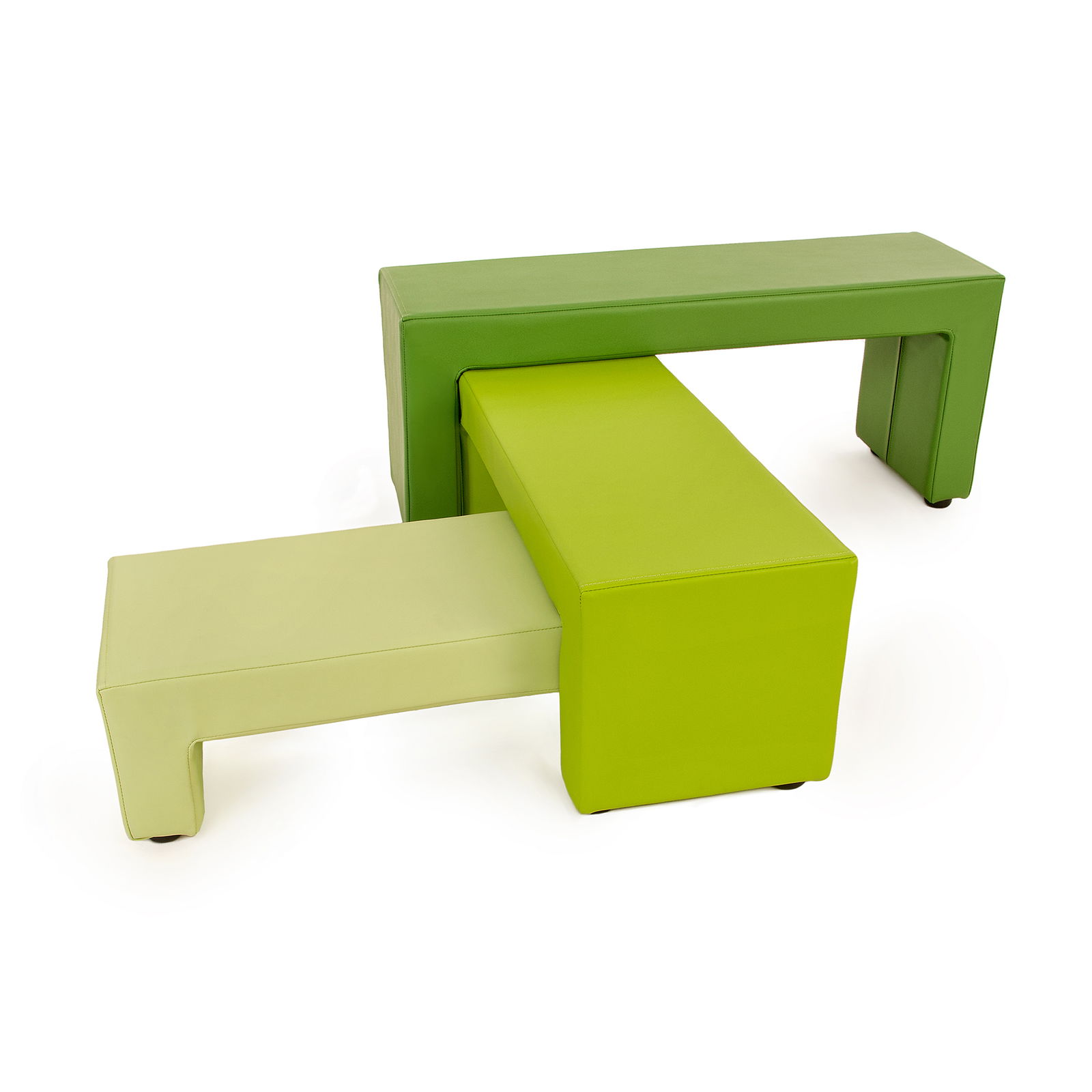 Složivi tapacirani klupci set od 3, PU, zeleni Složivi tapacirani klupci set od 3, PU, zeleni