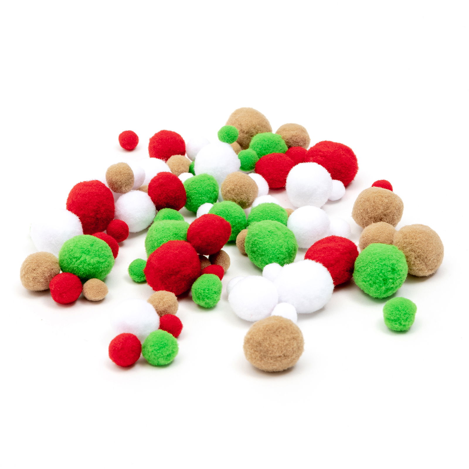 Pompons, 4 weihnachtliche Farben, 4 Größen, 78 Stück