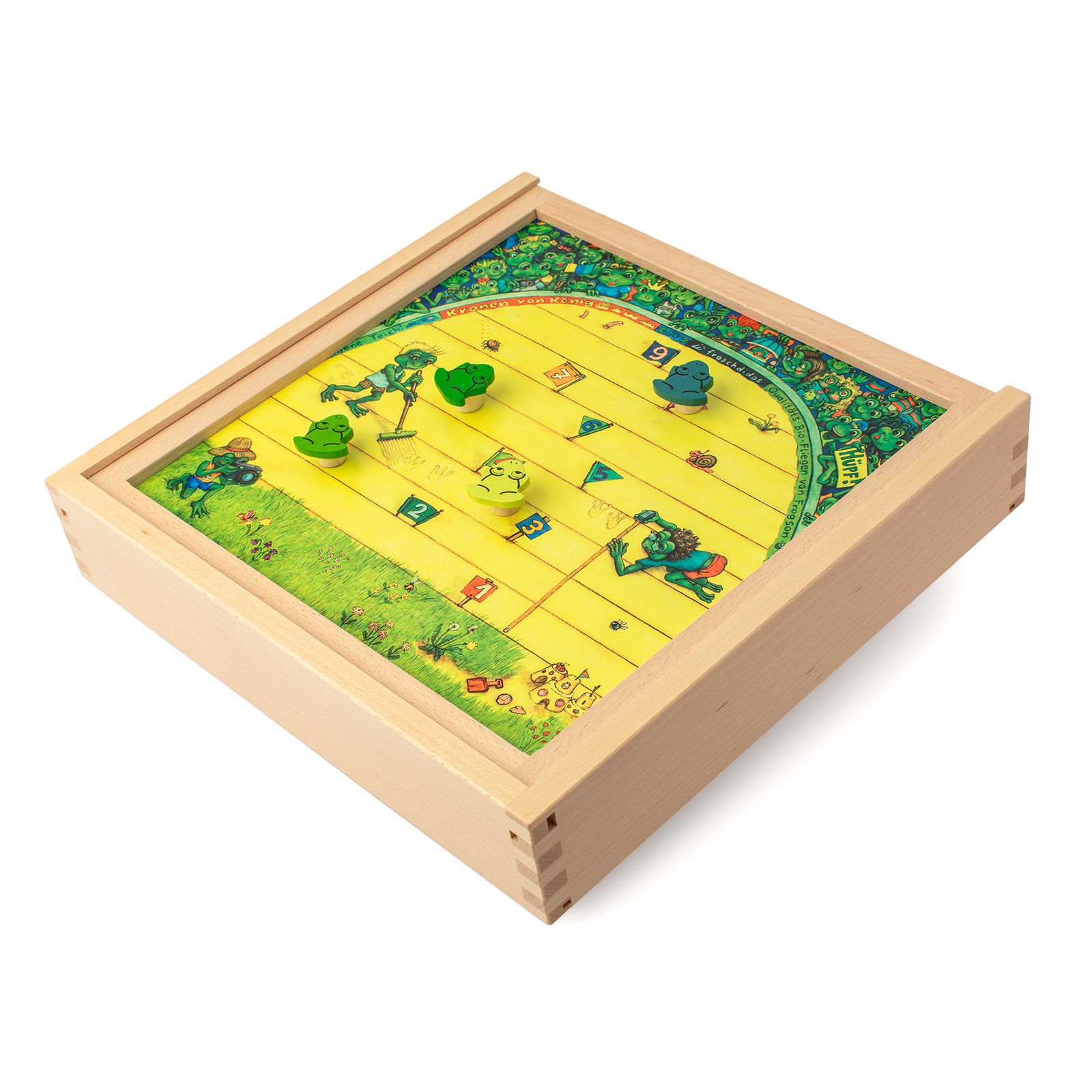 Rana saltarina & salto de longitud, 2 en 1, en caja de madera Rana saltarina & salto de longitud, 2 en 1, en caja de madera