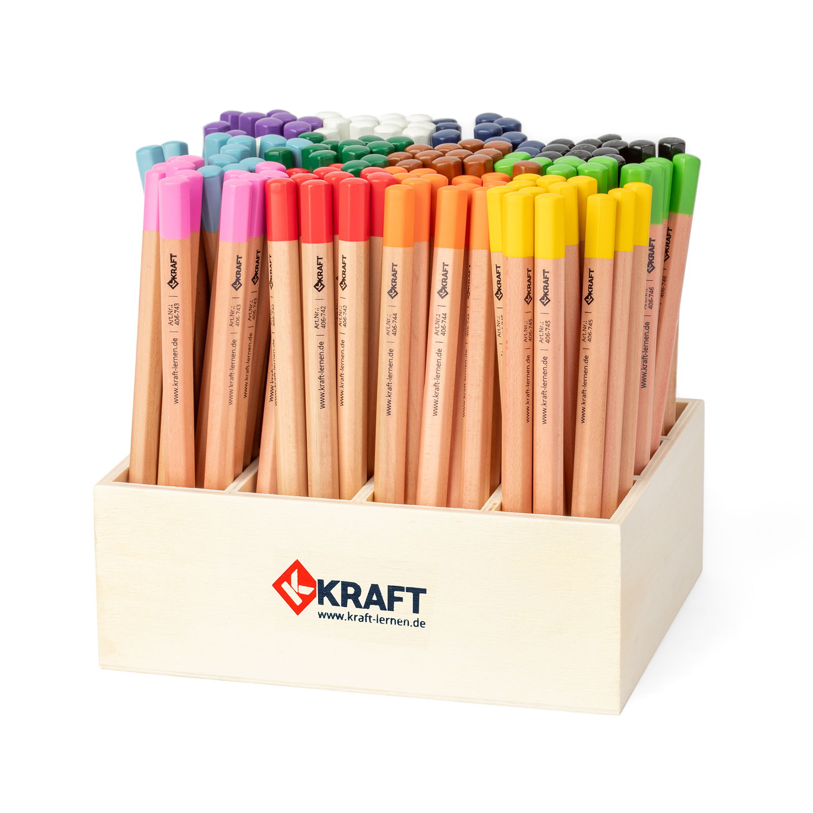 Dicke Buntstifte Sechskant, 144er Set, 12 Farben, inkl. Holzbox Dicke Buntstifte Sechskant, 144er Set, 12 Farben, inkl. Holzbox