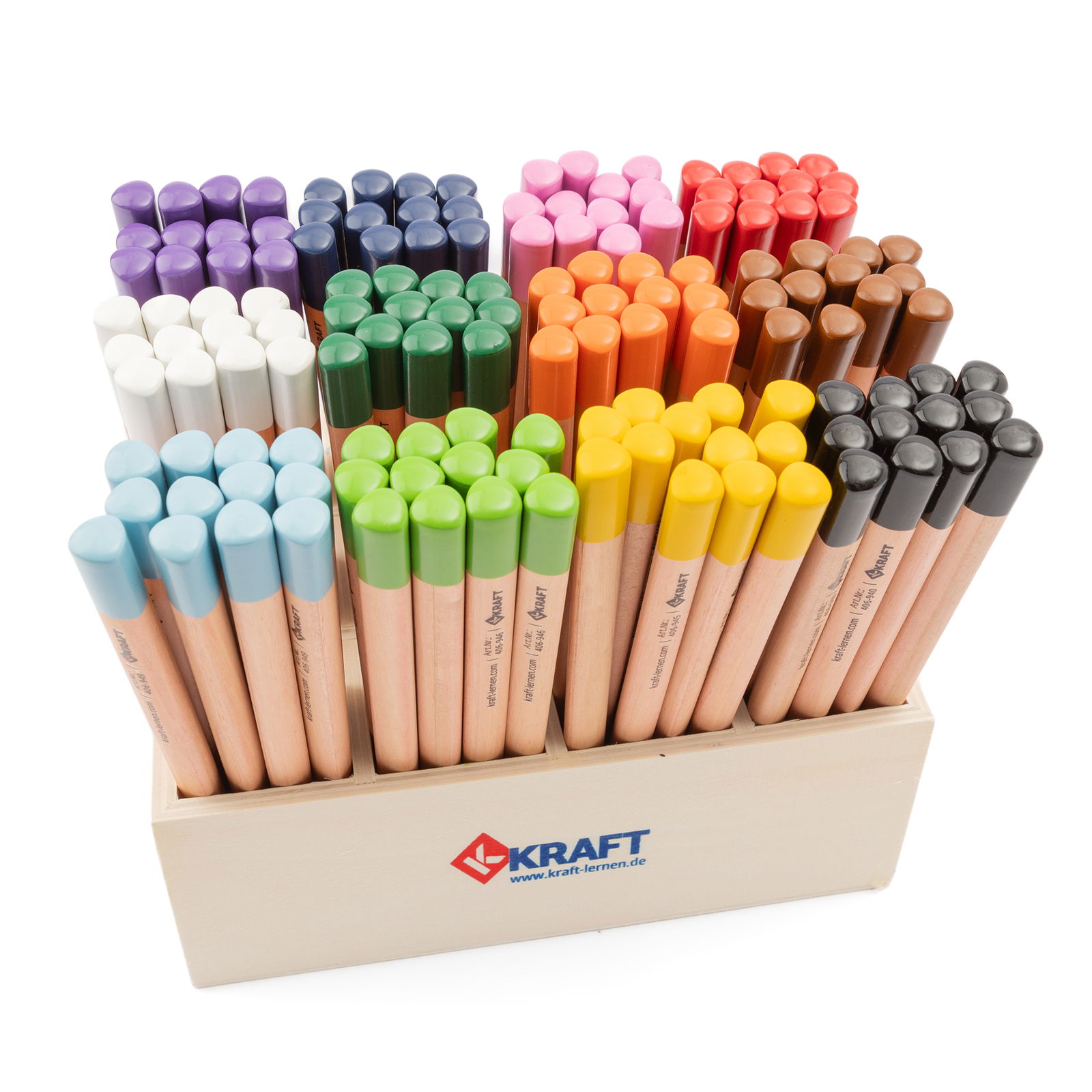Dicke Buntstifte Dreikant, 144er Set, 12 Farben mit Holzbox