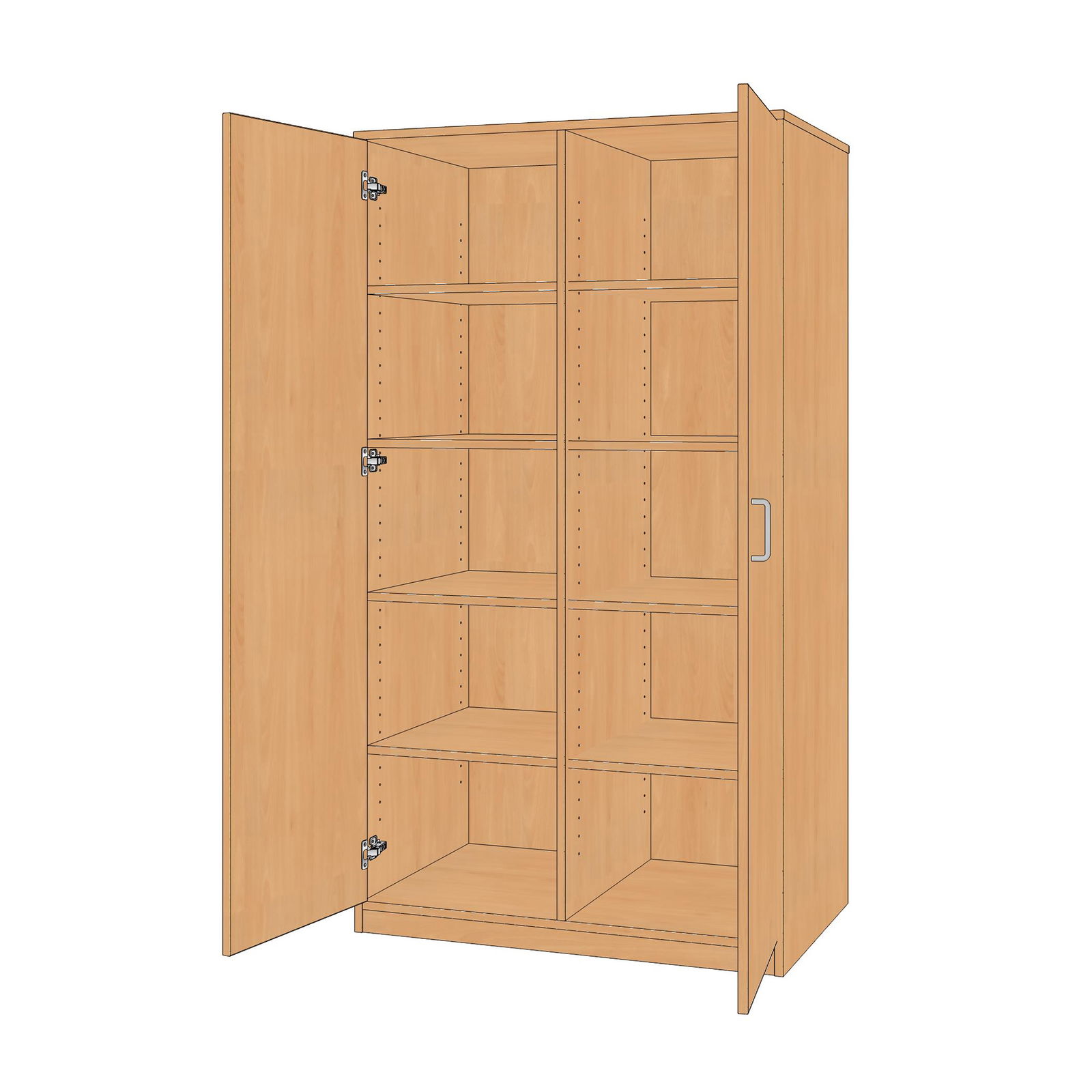 Doppeltürenschrank, 100x180x60cm, mit Mittelwand